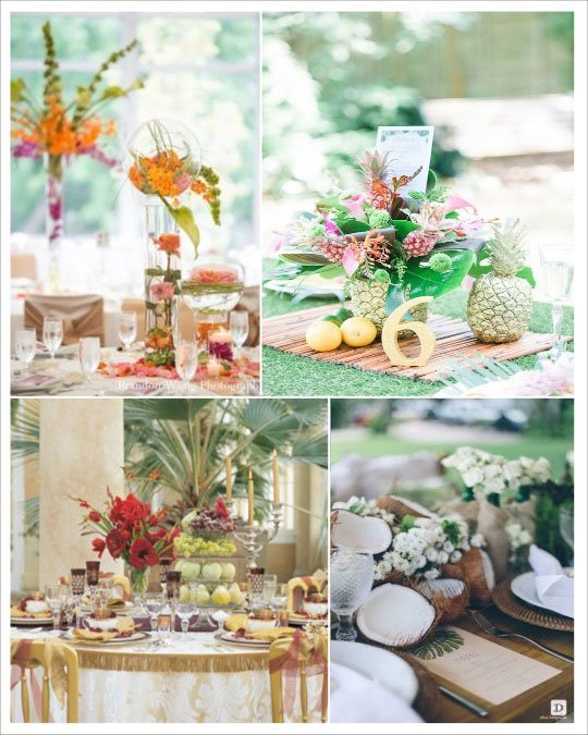 idées décor table tropical doré
